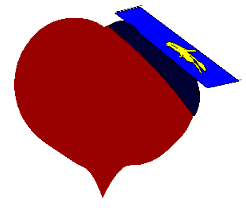 A heart wearing a graduation cap